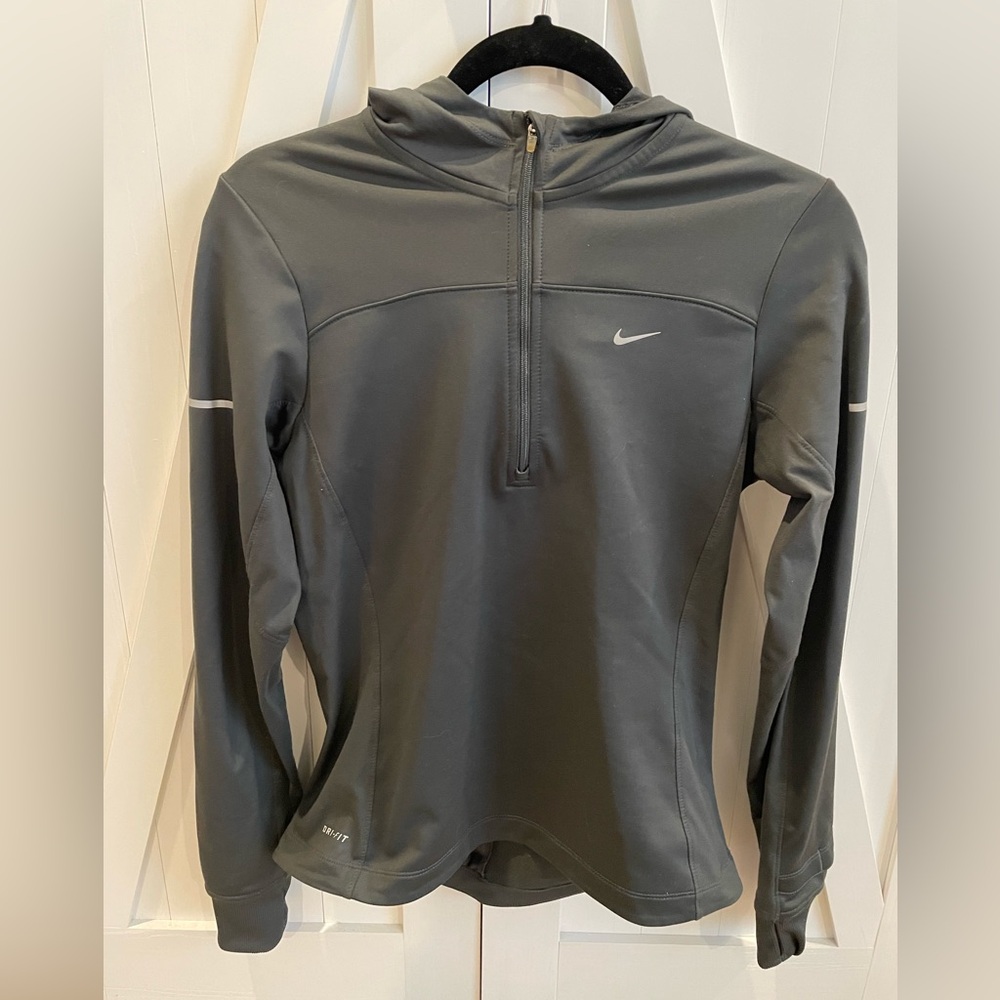 Nike Dri-Fit 1/4 Zip-Up Hoodie - Fleece Lined - Grey - Size Small